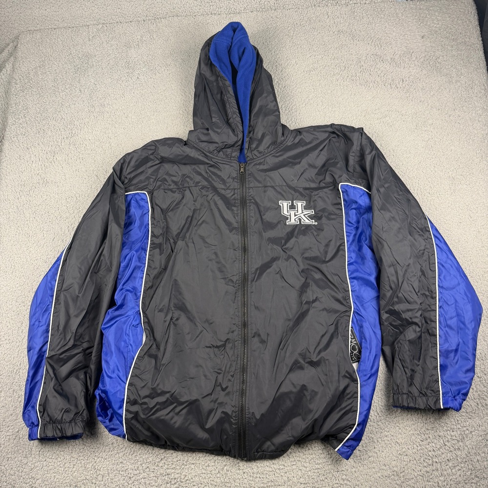 Kentucky Wildcats Jacket Mens XL Black Blue Reversible Fleece Windbreaker BMOC